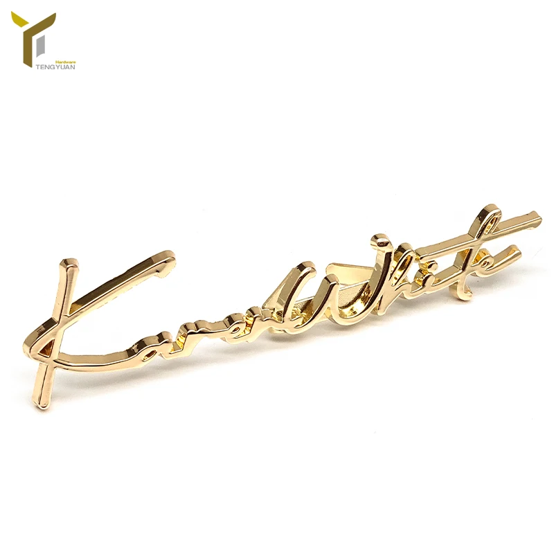  English custom metal tag decorative hardware bag accessory logo labels for