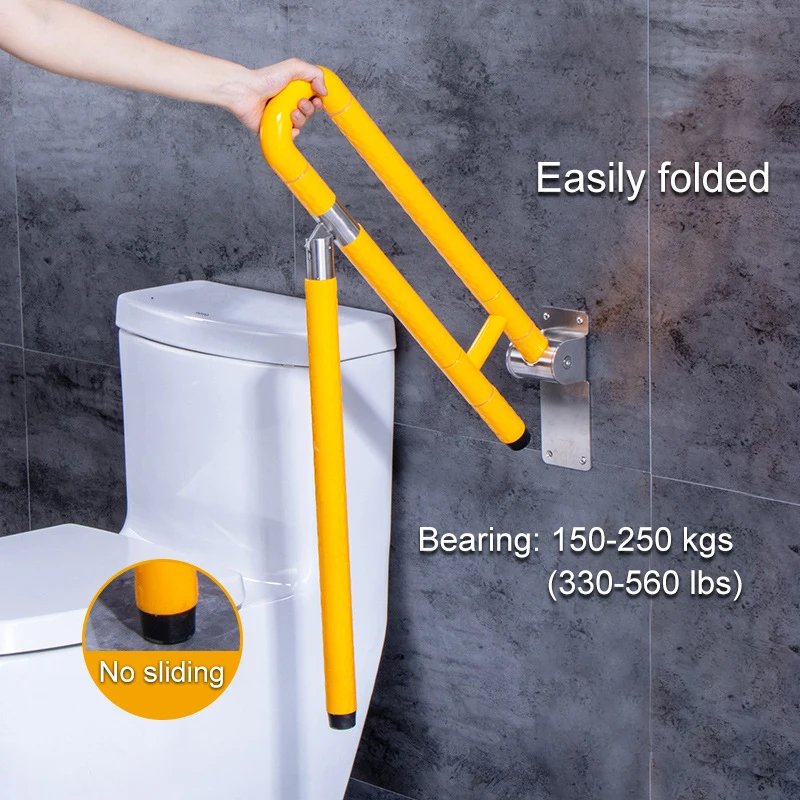U shaped collapsible portable folding metal stainless steel bathroom toilet handrail for elderly