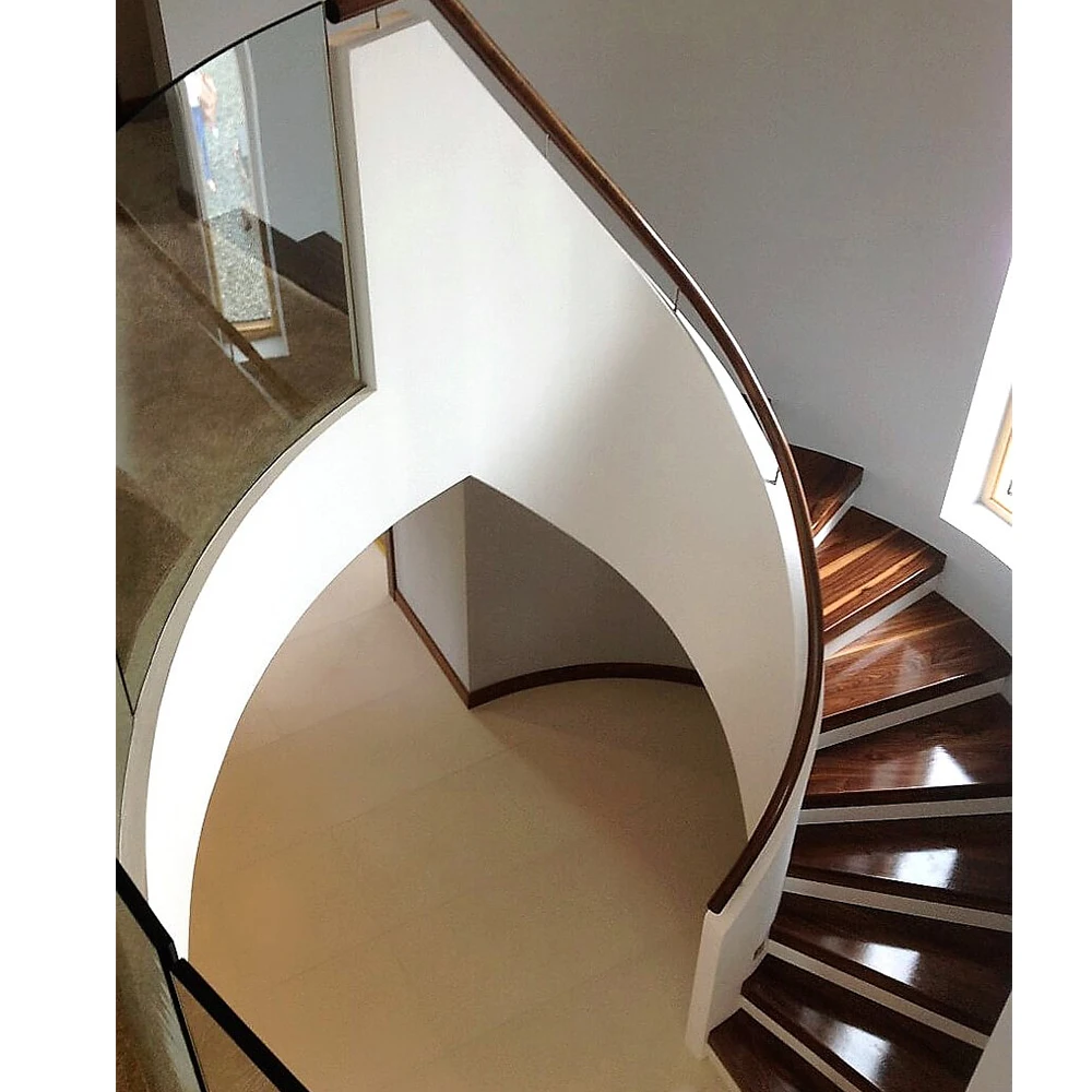 Victorian Style Staircase Top Quality Curved Timber Stairs Design Classical Wrought Iron Handrail