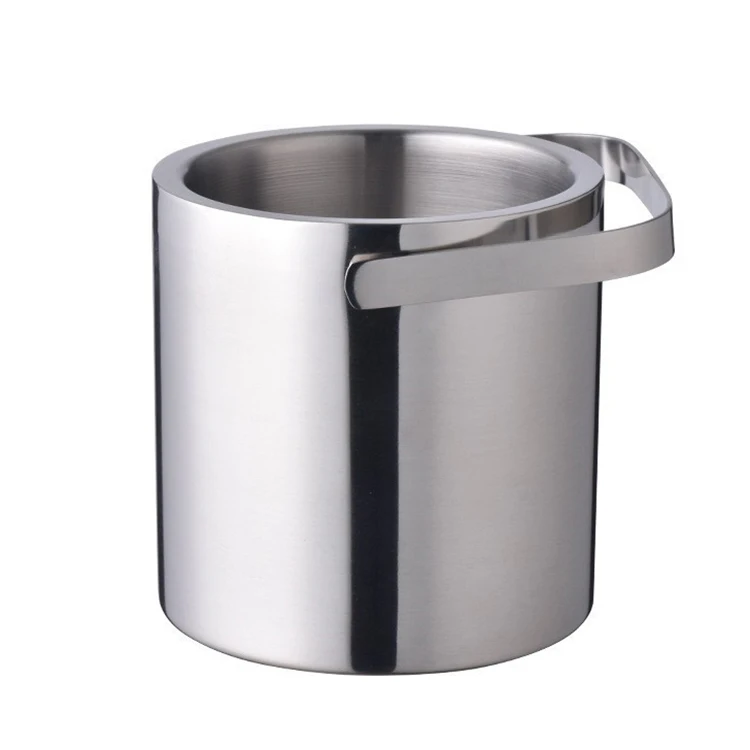 1.3L Insulated Stainless Steel Champagne Cooler Ice Bucket Set with Lid Scoop Tongs Strainer