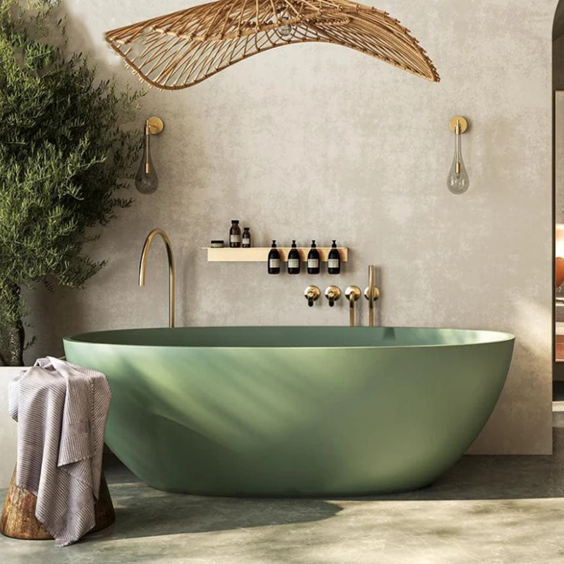 2022 New Design Oval Acrylic Hot Tub Freestanding Bathroom Corner Bathtub Soaking Tub with Hand Shower