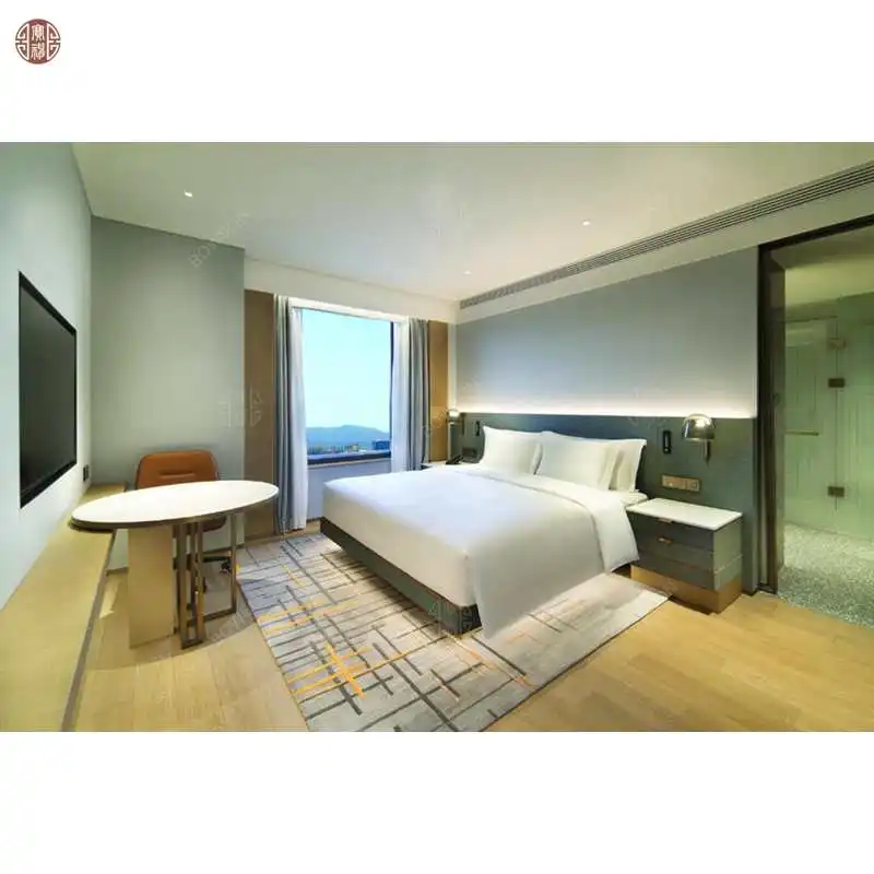 Hot Selling  Modern Contracted Design Hotel Bedroom Furniture Hotel Wood Beds