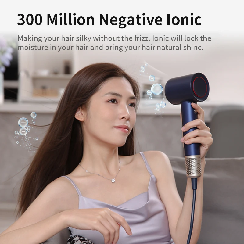 Professional Hair Dryer Ionic Blow Dryer with Diffuser and Nozzle 110000RPM Negative Ions Salon Lightweight Hairdryer