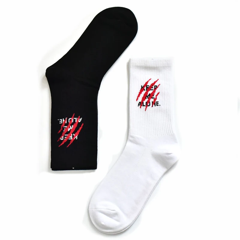Custom Logo Print Men Socks Wholesale Dress Black White Socks