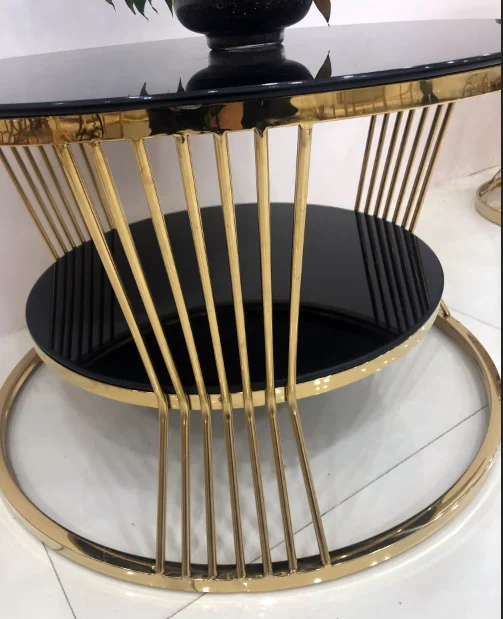 Factory Price Round Glass Top Metal Frame Side Tea Coffee Table