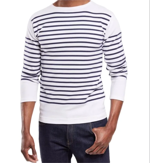 Black White Stripes Long Sleeve men Fashion Tshirt 100 Cotton Crew Neck Wholesale Bulk Small Minimum T Shirt