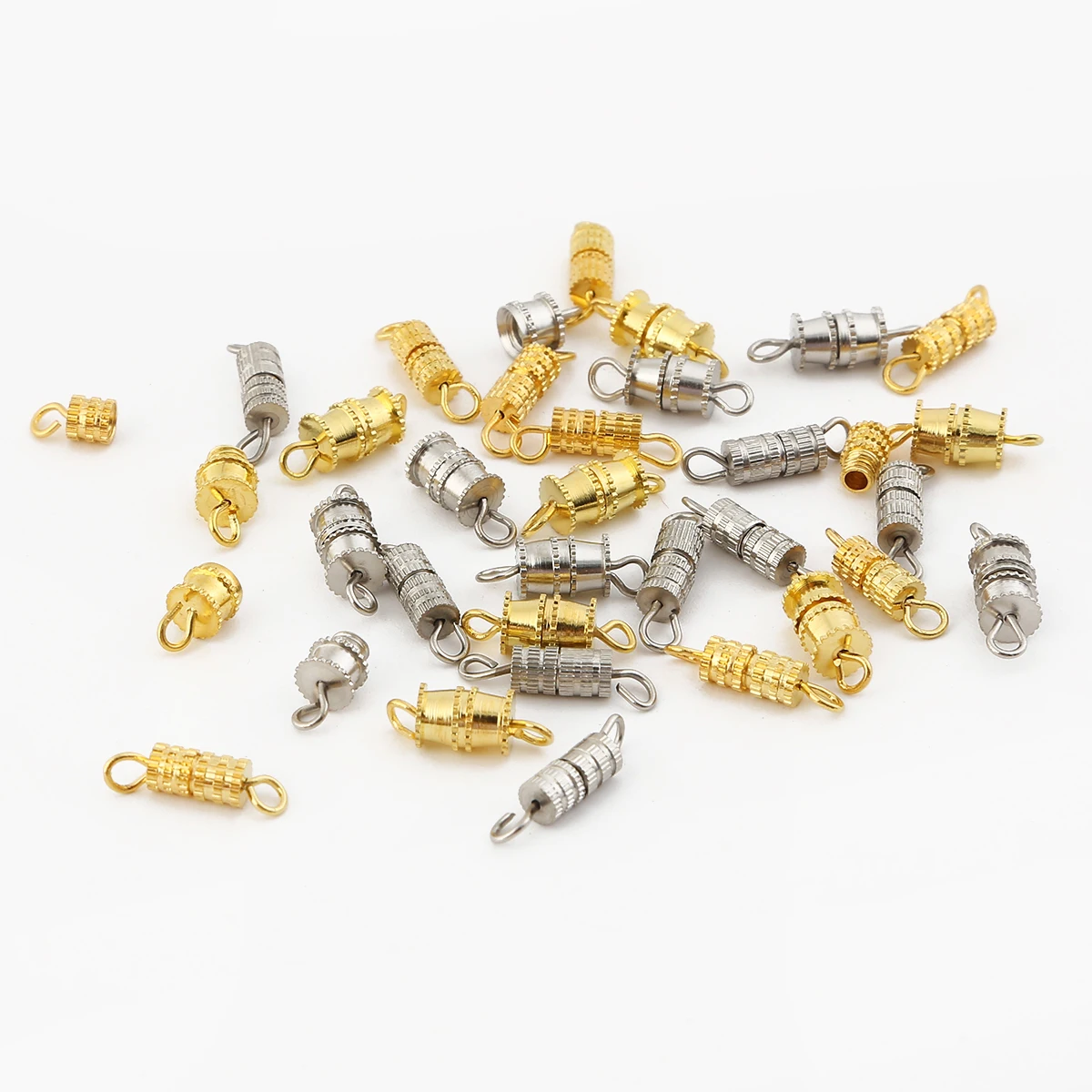10pcs Screw Clasps for Bracelets Connectors for Diy Jewelry Accessories Gold Silver Color Cylinder Fasteners Buckle Closed