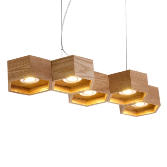 Home Indoor Lighting Contemporary Pendants Lighting Modern Wooden Honeycomb Chandelier Light Bent Wood LED Wooden CE Rohs