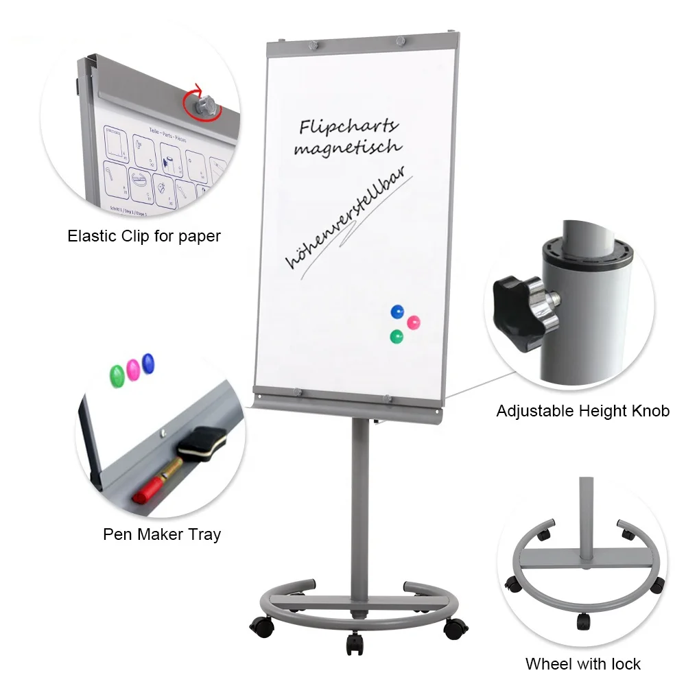  Office school supplies mobile magnetic dry erase white board flip chart stand portable height adjustable