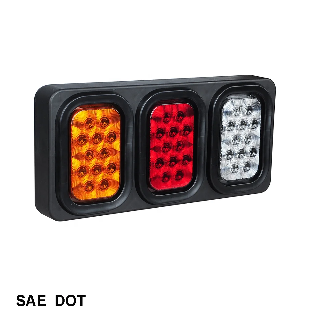 Светодиодный задний фонарь, 3 прямоугольные лампы в сборе, 12 В, для грузовых автомобилей