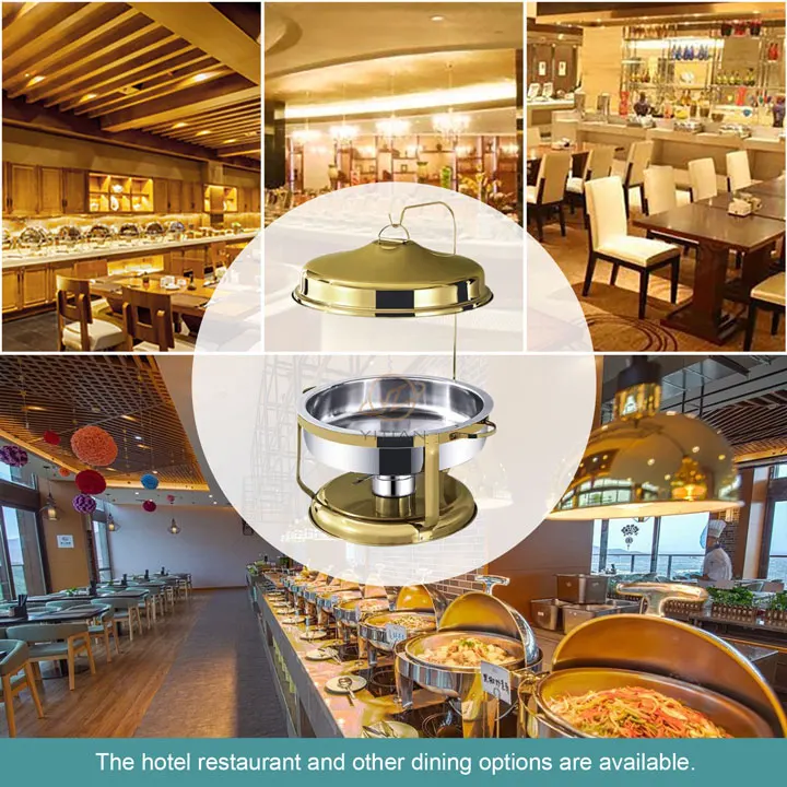 YITIAN Hot Dubai Gold Buffet Chef Hot Pot Deluxe Hanging Decorative Fancy Food Heater Set Hanging Furnace
