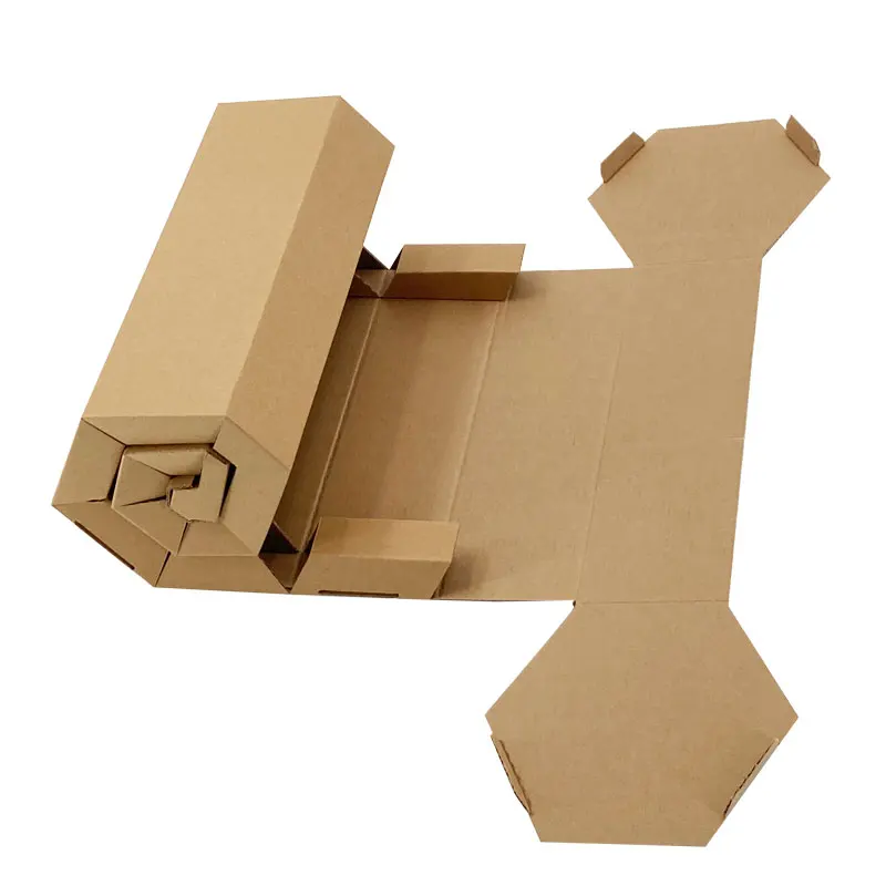 Custom eco friendly corrugated unique roller hexagon clothing packaging box for clothes