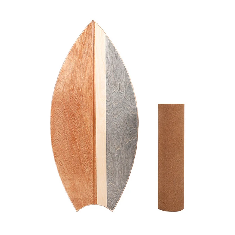 Hot Sale Custom Fitness Wooden Round Yoga Balance Board with Natural Cork Roller