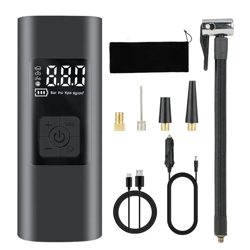 Cordless Tire Inflator Portable Air Compressor 6000mAh Battery Rechargeable Bike Air Pump with Digital Pressure Gauge