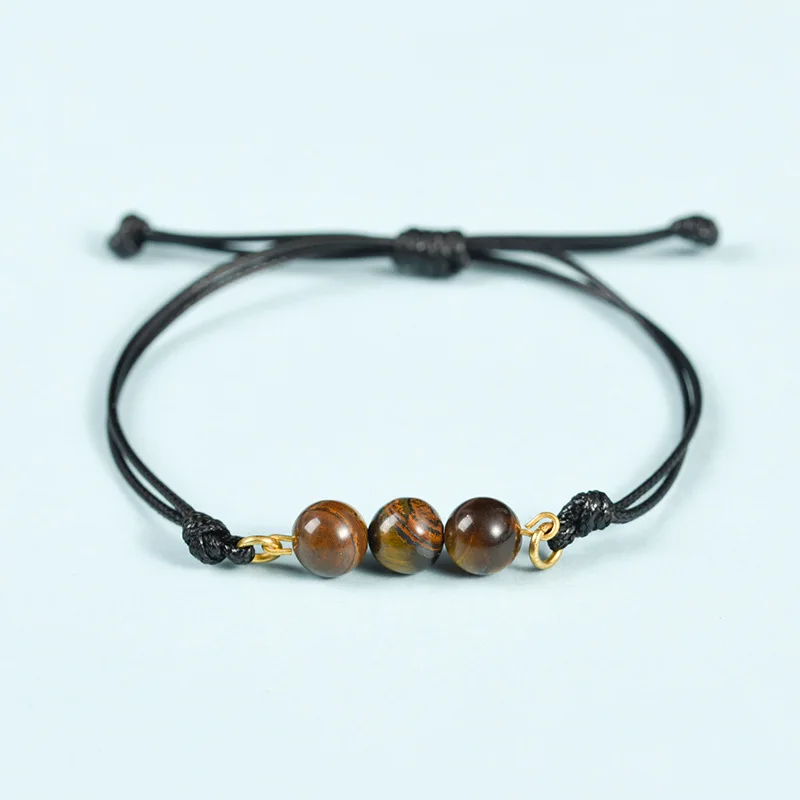 Men Women colorful gemstone Knotted wax cord Bracelets.jpg
