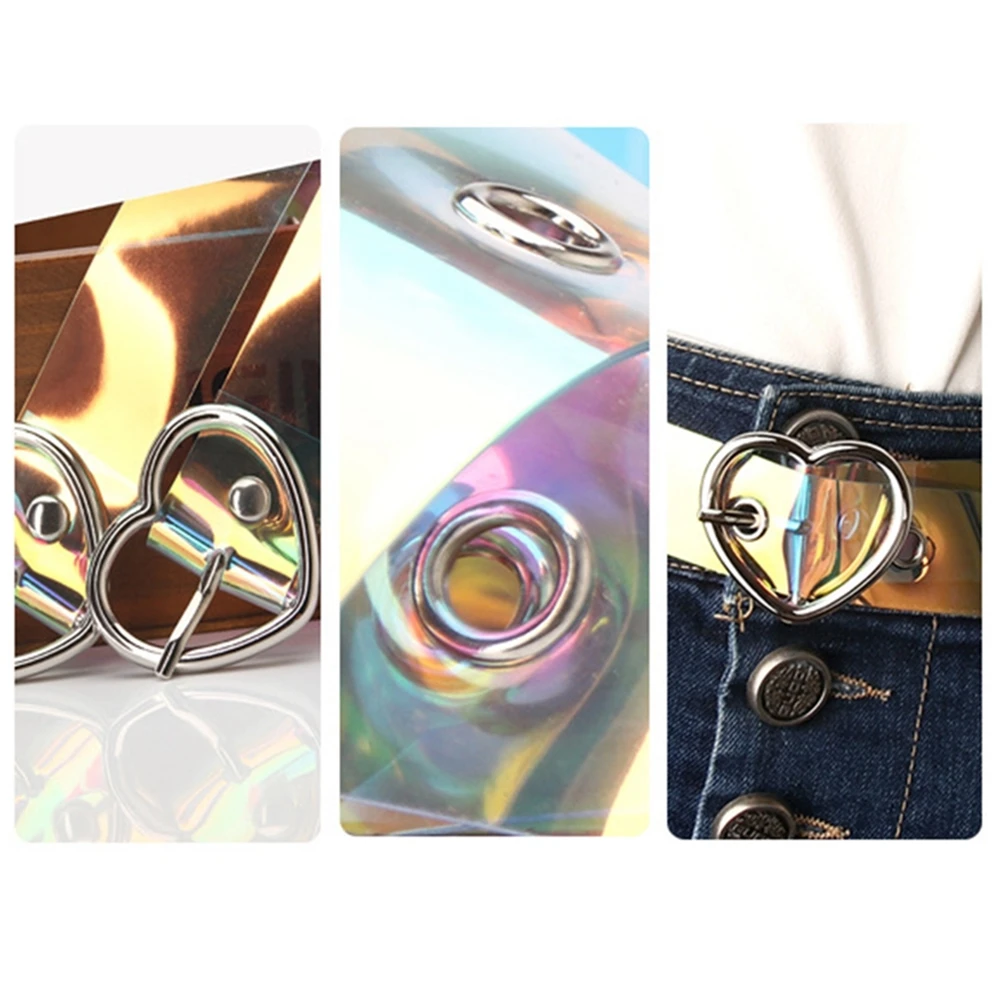 Plastic Fashion Transparent Dress Grommet with Heart Buckle Waist Belt for Women