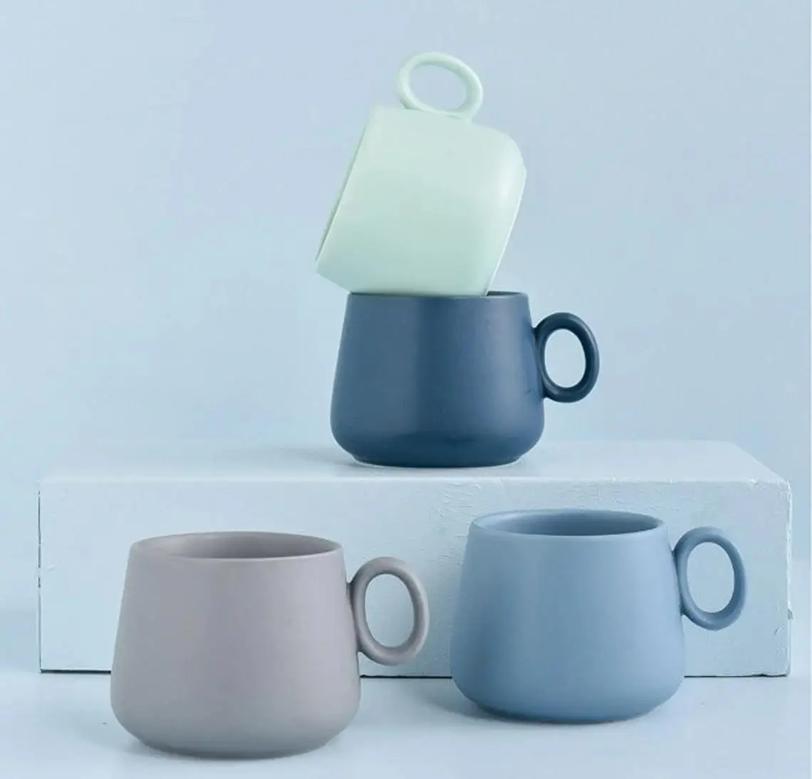 Scandinavian Style Coffee and Tea Mugs Rainbow Pastel Ceramic Coffee Mugs Nordic Porcelain Cups