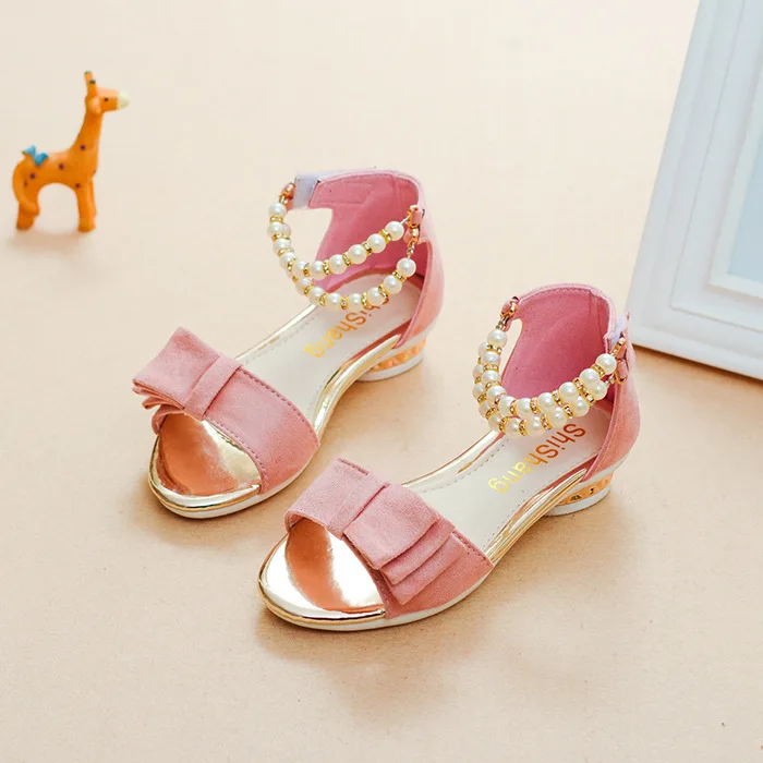 2020 летние милые сандалии для девочек большие детские замшевые сандалии с белым жемчугом обувь принцессы