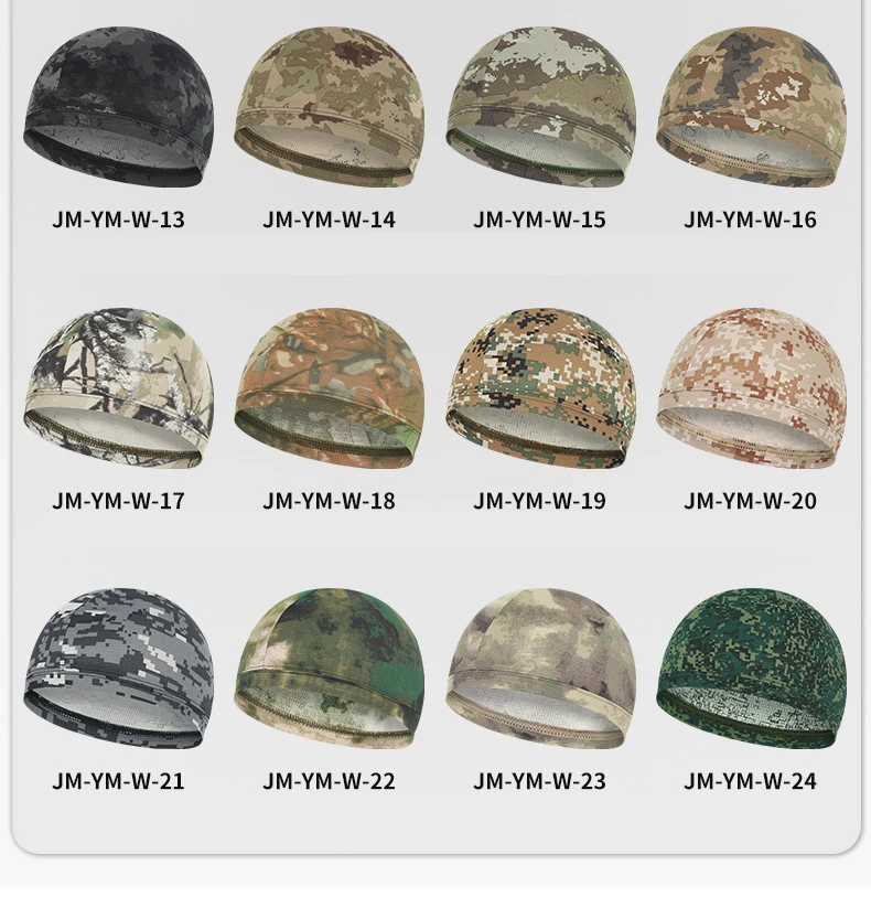 Outdoor Cycling Breathable Custom Logo Printed Bicycle Motorcycle Helmet Liner Sweat Wicking Cap Camo Skull Cap For Men