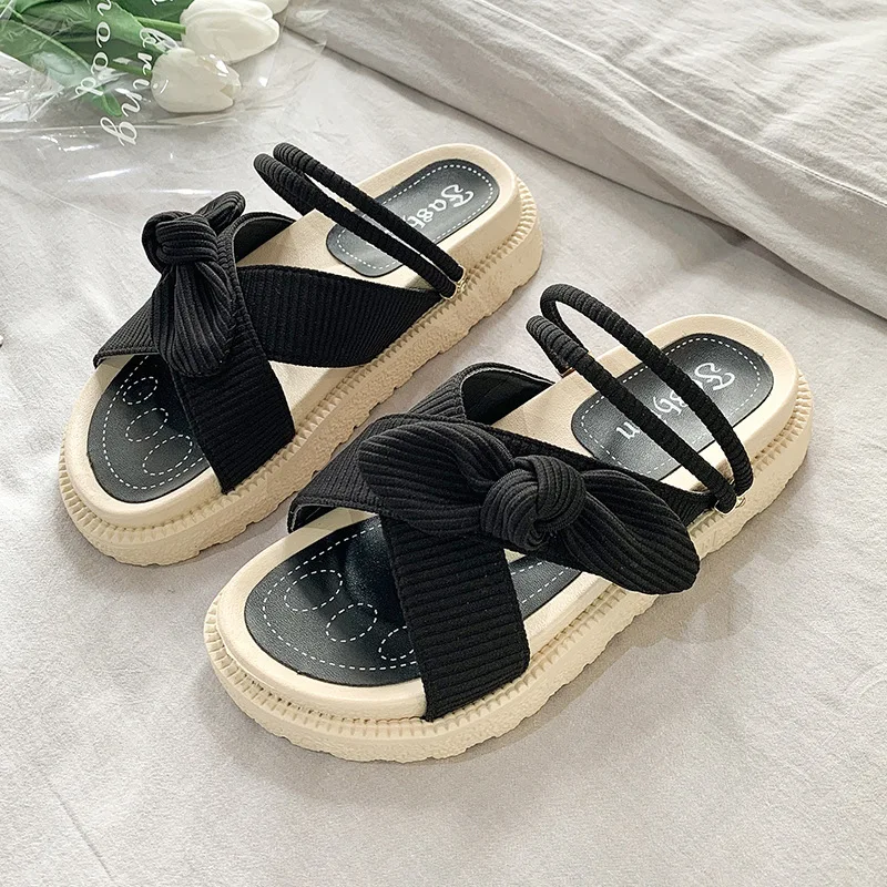 Sandals and slippers for women 2024 new summer fashion versatile flat bottomed outdoor shoes beach casual platform sandals