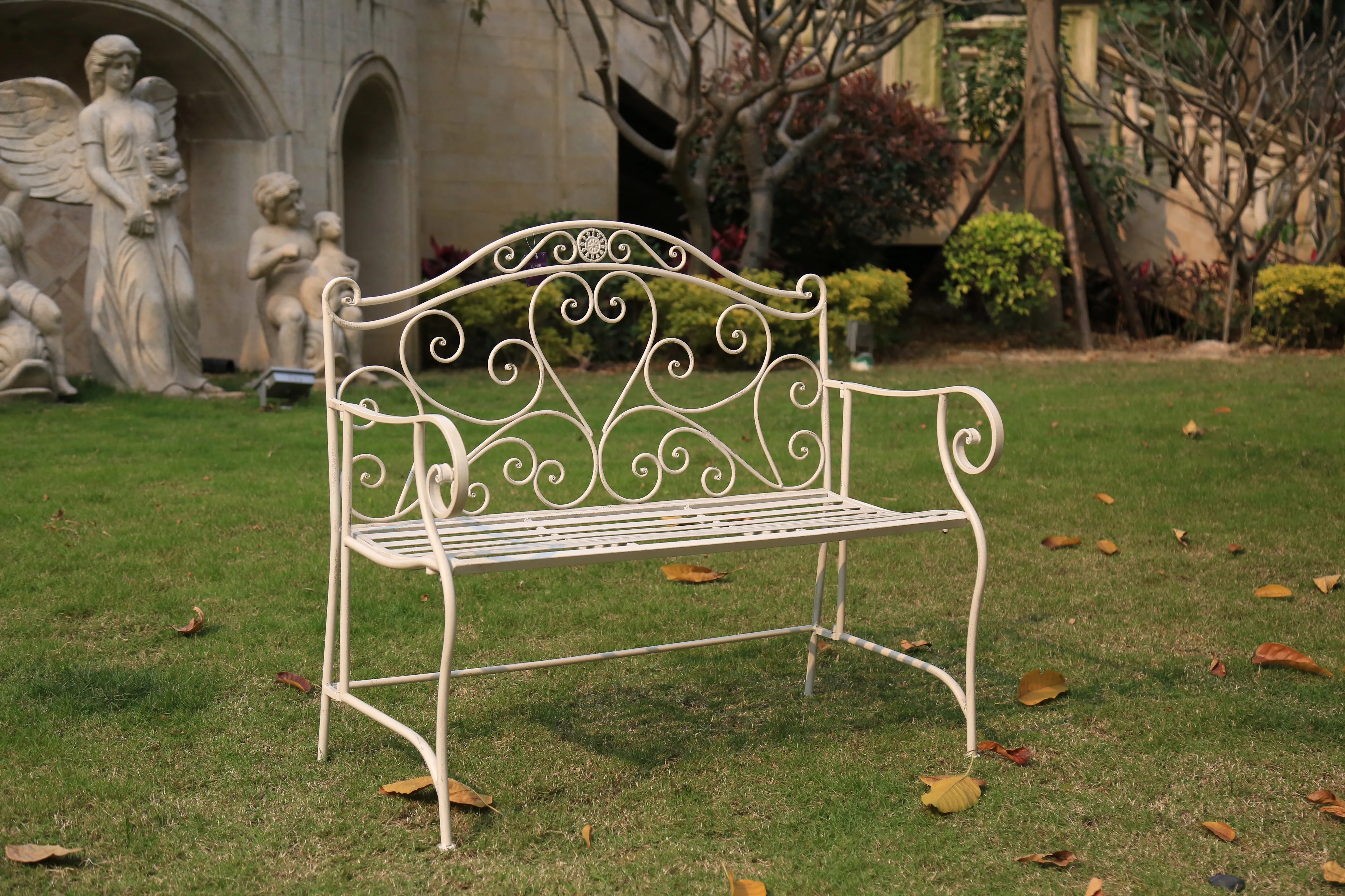 
Top Sale wedding bench Heart Shaped 2 Seat Garden Wrought Iron Weight Bench Patio Benches 
