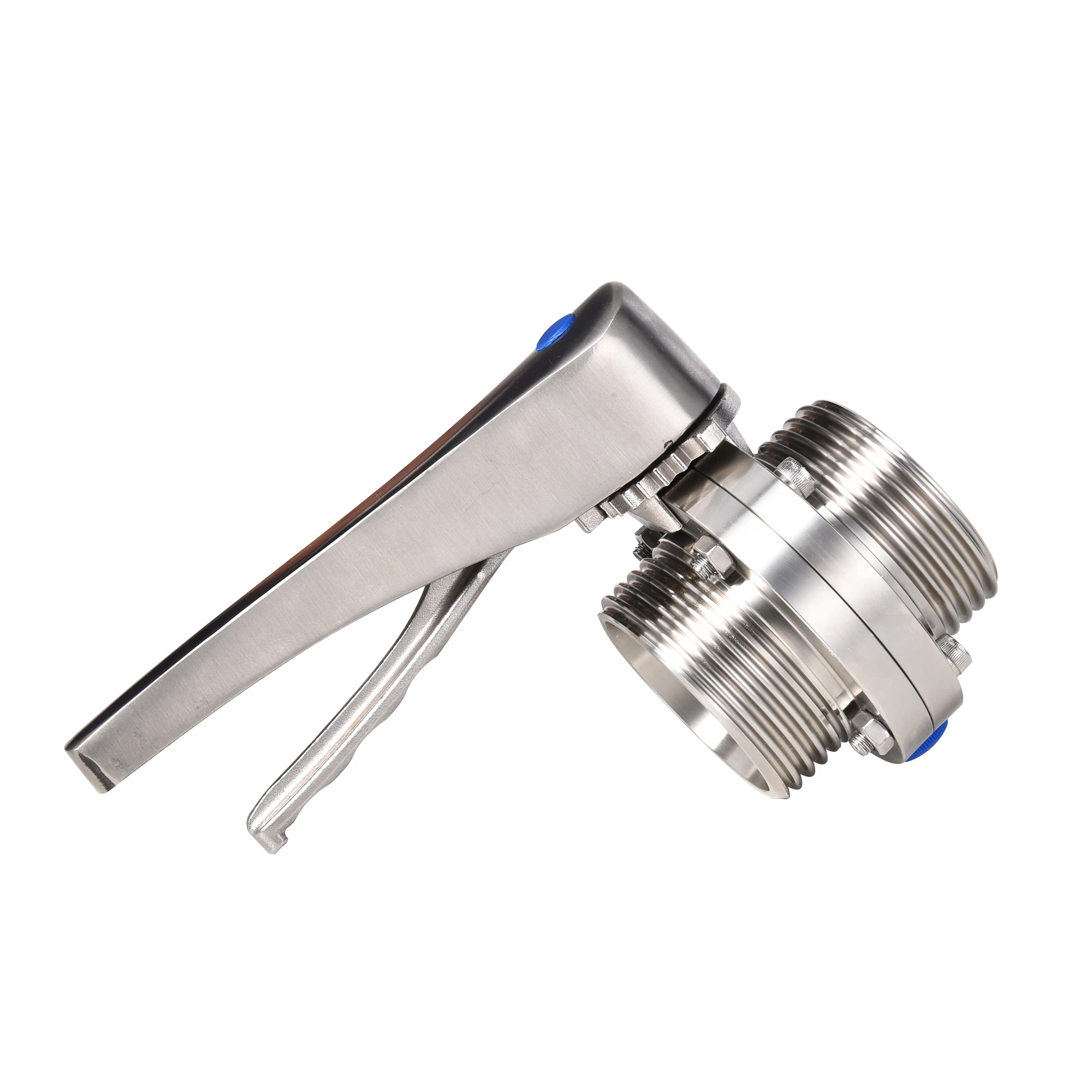 Пищевой клапан-бабочка из нержавеющей стали 304 316L с наружной резьбой ручкой