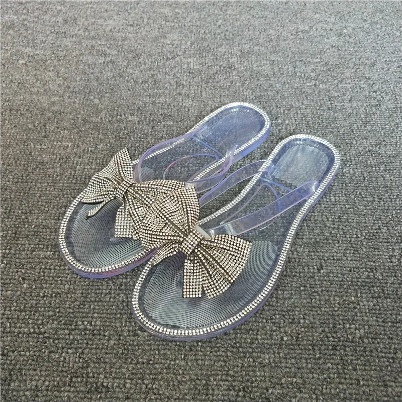 2021 Hot Sales Rhinestone Butterfly Bow Sandals Diamond Slippers Glitter Stone Women Slides Bow Brazil Flip Flop