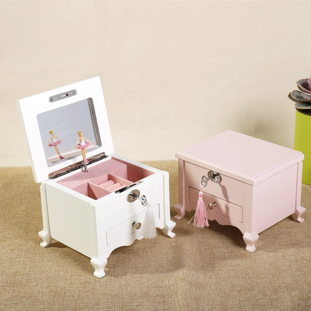 Factory wholesale customization toy music box With drawer wooden ballerina musical jewelry box music boxes