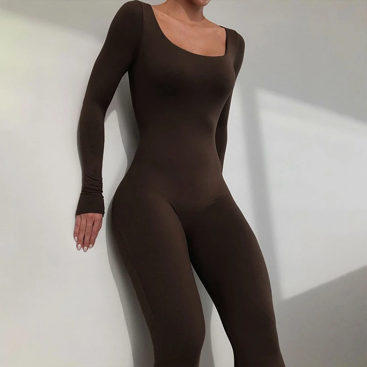 2023 New Arrival Custom Yoga Jumpsuits Playsuits Wholesale Solid Color Bodycon One Piece Jumpsuit For Women