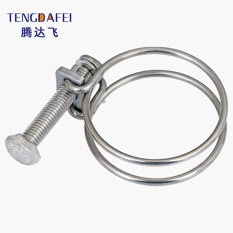 Factory Wholesale 304 Stainless Steel Pipe Clamps Double Wire Bolts Adjustable T Bolt Double Wire Hose Clamp
