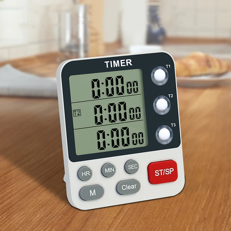 Memory Function 3 Group Kitchen Timer Count Up Countdown 3 Channels Digital Timers For Study