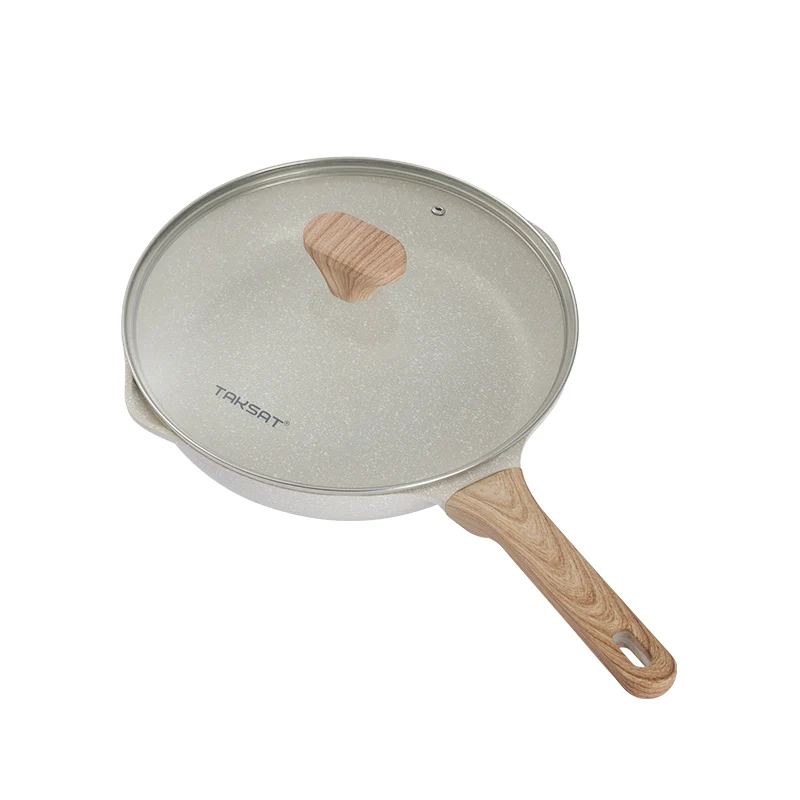 Taksat die cast aluminum non-stick cookware frying pan maifan stone coating wok granite cook fry pan with bakelite grip