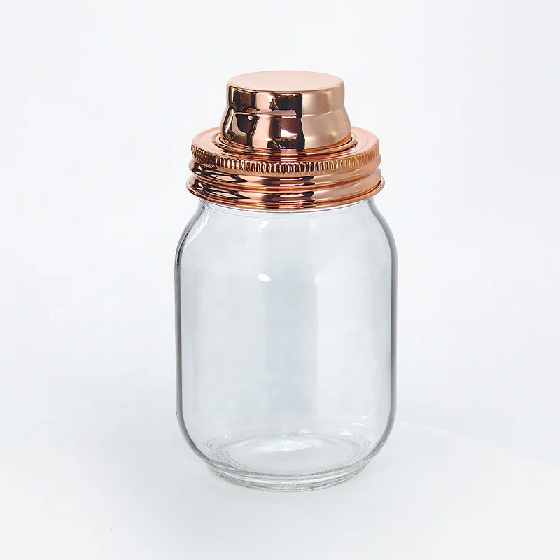 Wholesale Jam Spice Candy Pickling Canning Storage Cookie Glass Mason Jar 32oz with rose gold metal lid