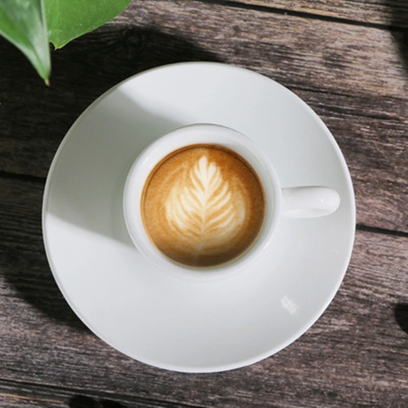 Home Cafe Coffee Shop Circle Handle ESPRESSO SHOT Mug 80cc Italy Black Coffee Cup & Saucer Sets  Drop Shipping Customizable Logo