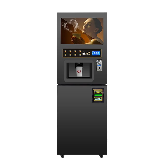 Self-clean Powder Amount Time Control Coffee Vending Machine Outdoor Coffee Machine 4 Flavors (each Has Hot and Cold Temp)