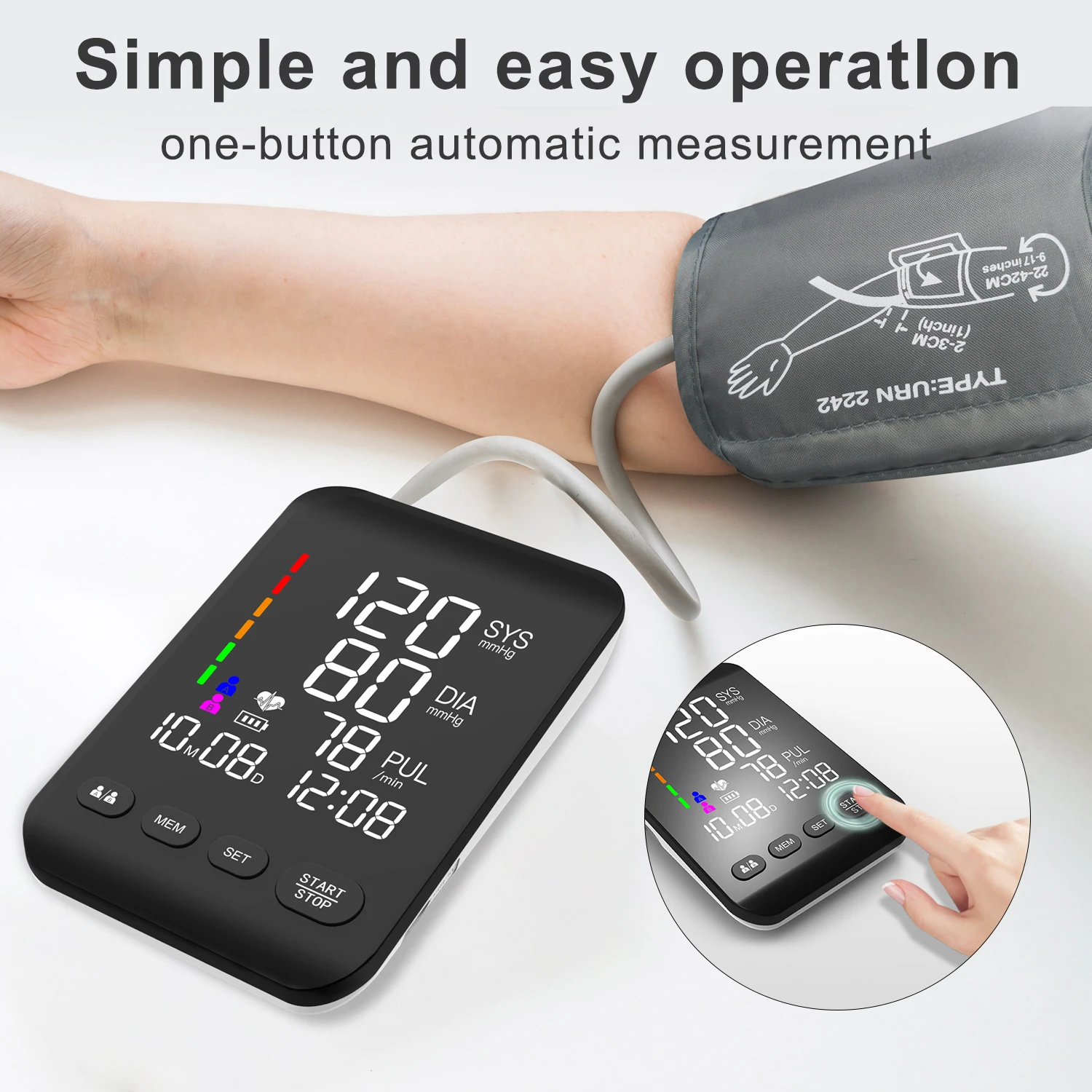 Blood Pressure Monitors for Home use Digital Blood Pressure Machine with Backlit LED Display Upper Arm Blood Pressure Monitor