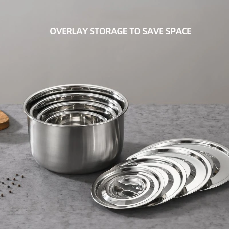 Hot Selling 5 Pcs Soup Pot Set Kitchen Stainless Steel Cooking Pot Set Large Capacity Cookware Set