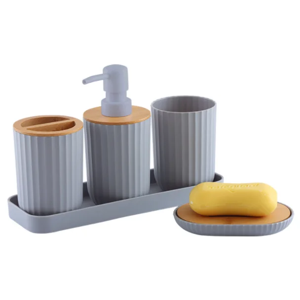 Custom Logo Bathroom Accessories Five-piece Suit Set Tooth-Brushing Cup Press Emulsion Bottle Sets