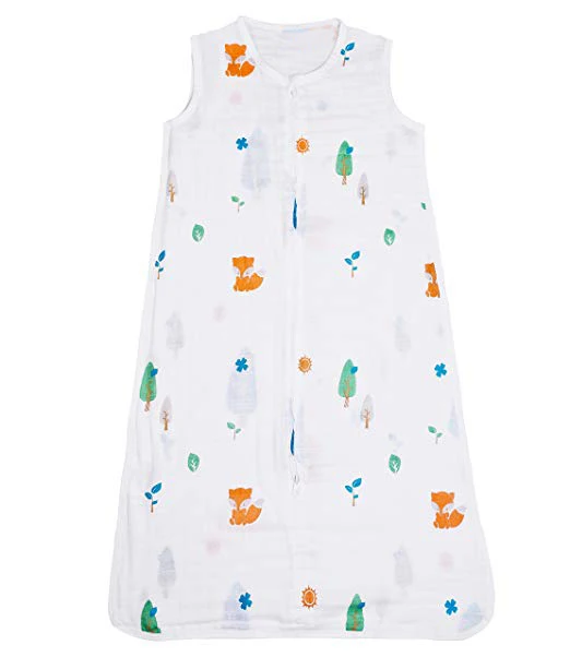 
Customized Summer Breathable Infant Baby Muslin sleeveless organic cotton gots certified baby sleep sack 