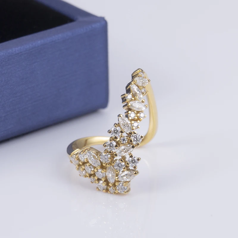 Messi Jewelry 925 Sterling Silver  3.5X1.75mm Marquise Cut DEF Color Moissanite Diamond Ring For Women