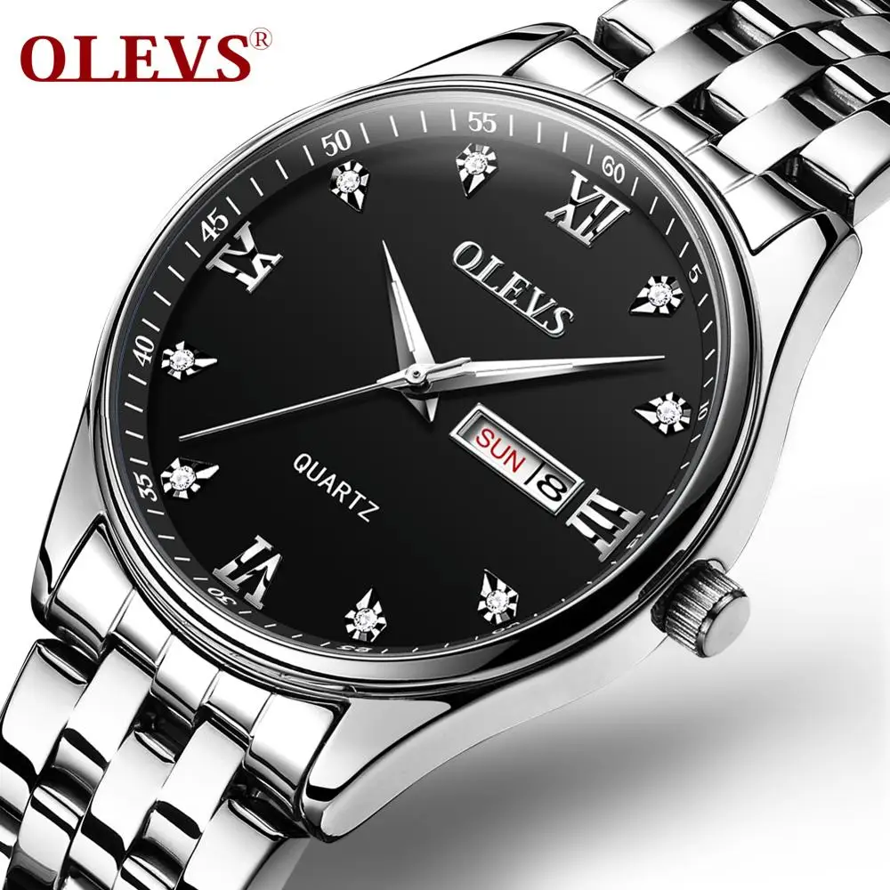  OLEVS 5570 корпус из сплава часы мужские модные повседневные наручные Водонепроницаемость функция аналоговые на стальном браслете с
