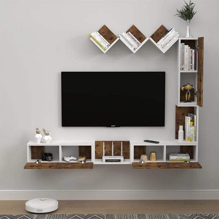 floating tv tabletop stand furniture tv stands for the wall walnut color tv small modern luxury wood