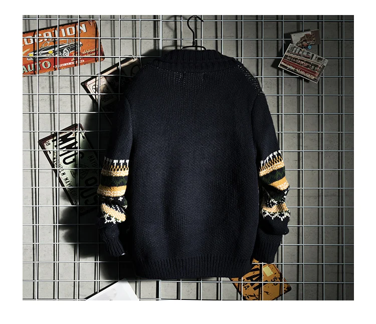 Мужские свитера с длинным рукавом и вышивкой, жаккардовые трикотажные кардиганы для мужчин