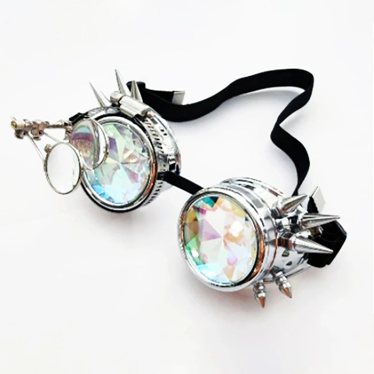 Pink Steampunk Glasses Party Eyewear Sunglasses Festival Holographic Retro Punk Kaleidoscope glasses
