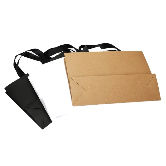 High Quality Reusable Brown Paper Kraft Shopping Bag White Cardboard Carrier Eco-Friendly Grocery Bags