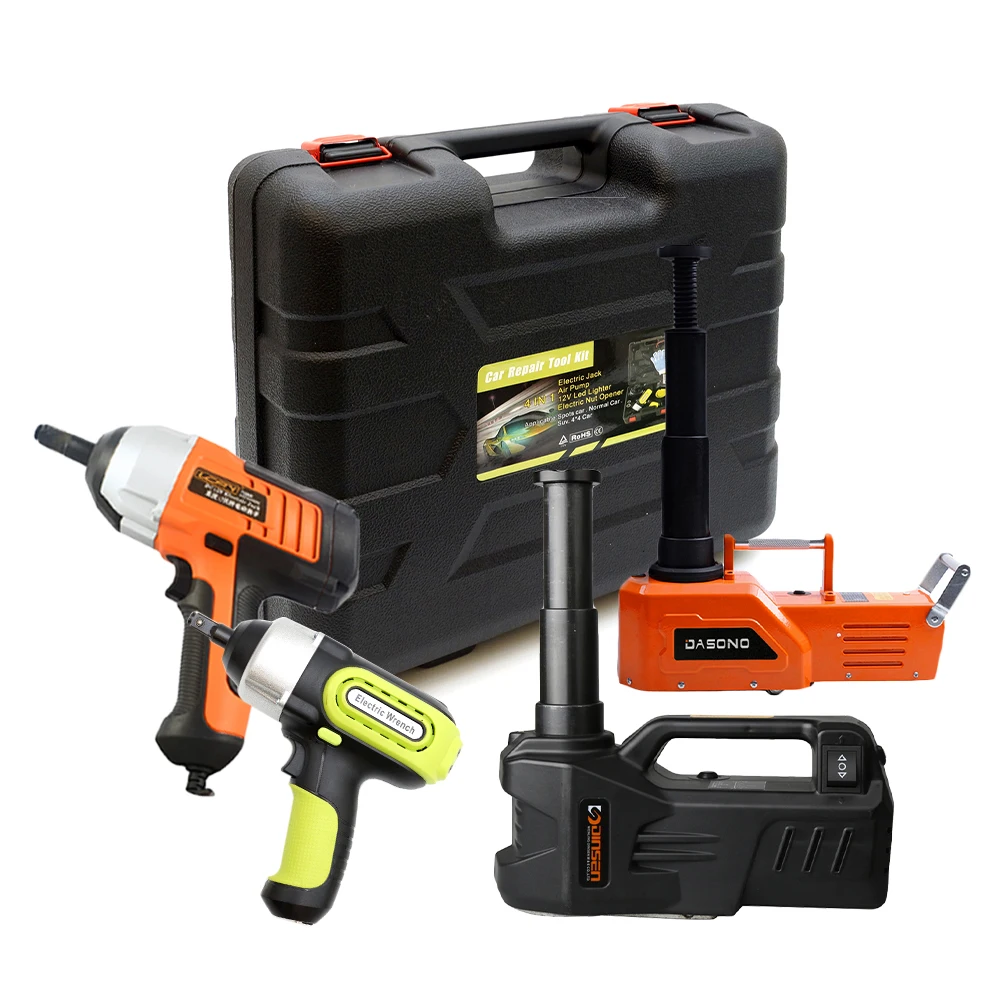 KUNFINE 12V 2/3/5/10 Ton Rated Power 13A Max.Current Car Electric Tire Lifting Car Jacks With Electric Wrench lmpact