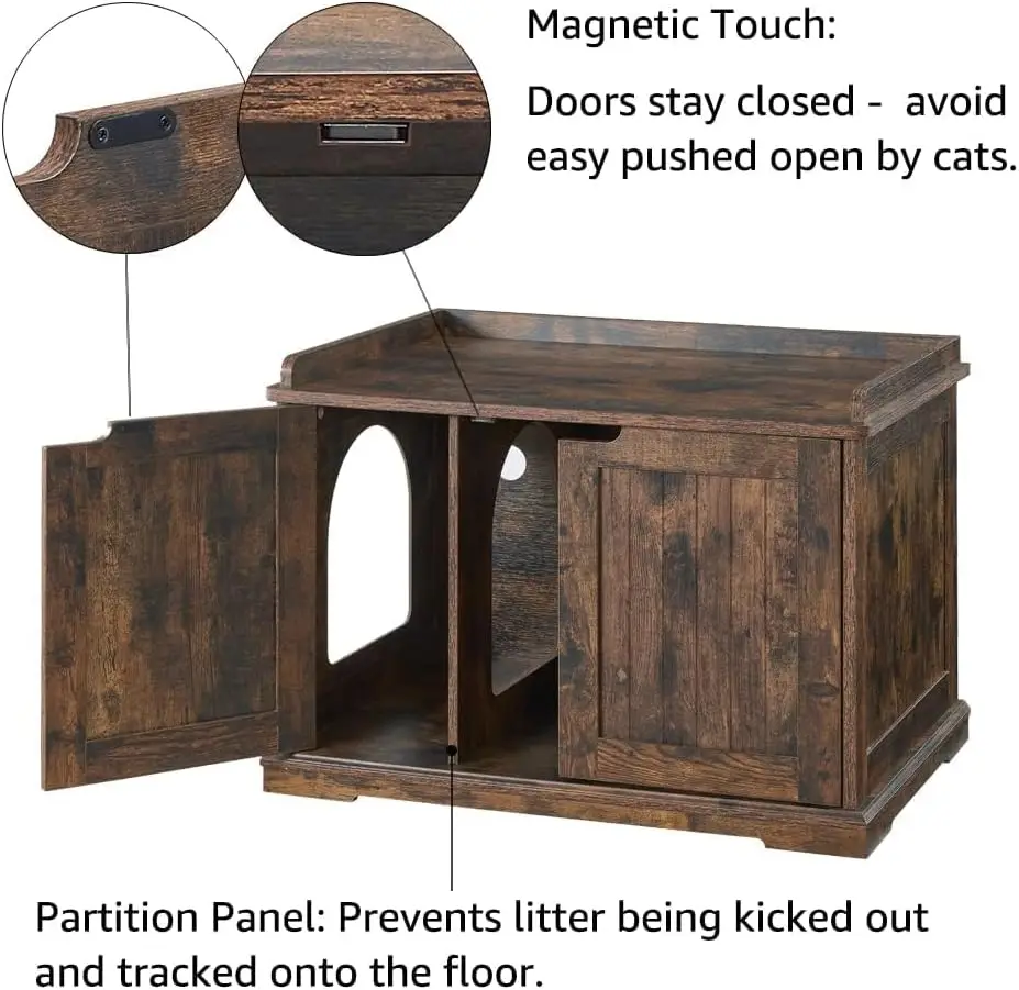 Country Style Large Cat Cabinets Dog-Proof Hidden Litter Boxes with Lids Pet Houses & Furniture in the Form of Cat Toilets