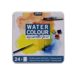 Great Value Art Beginners 24 Colors Portable Square Metal Box Watercolour