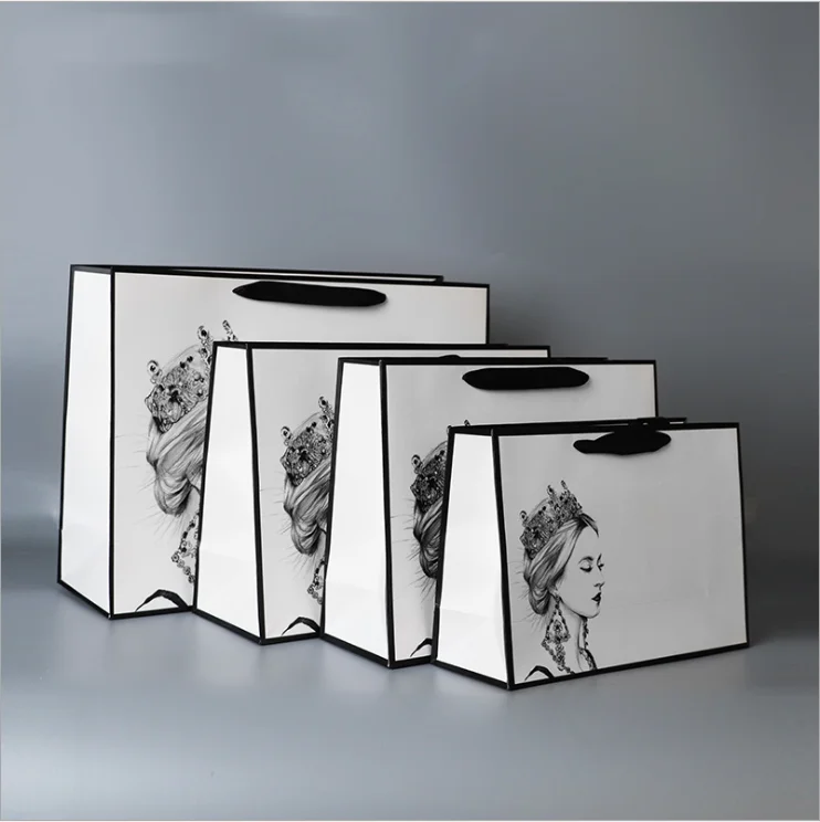Non Woven Fabric Bag Gift Clothing Store Multi-Purpose Ink Painting Shopping Bag Fashion Bag Tote