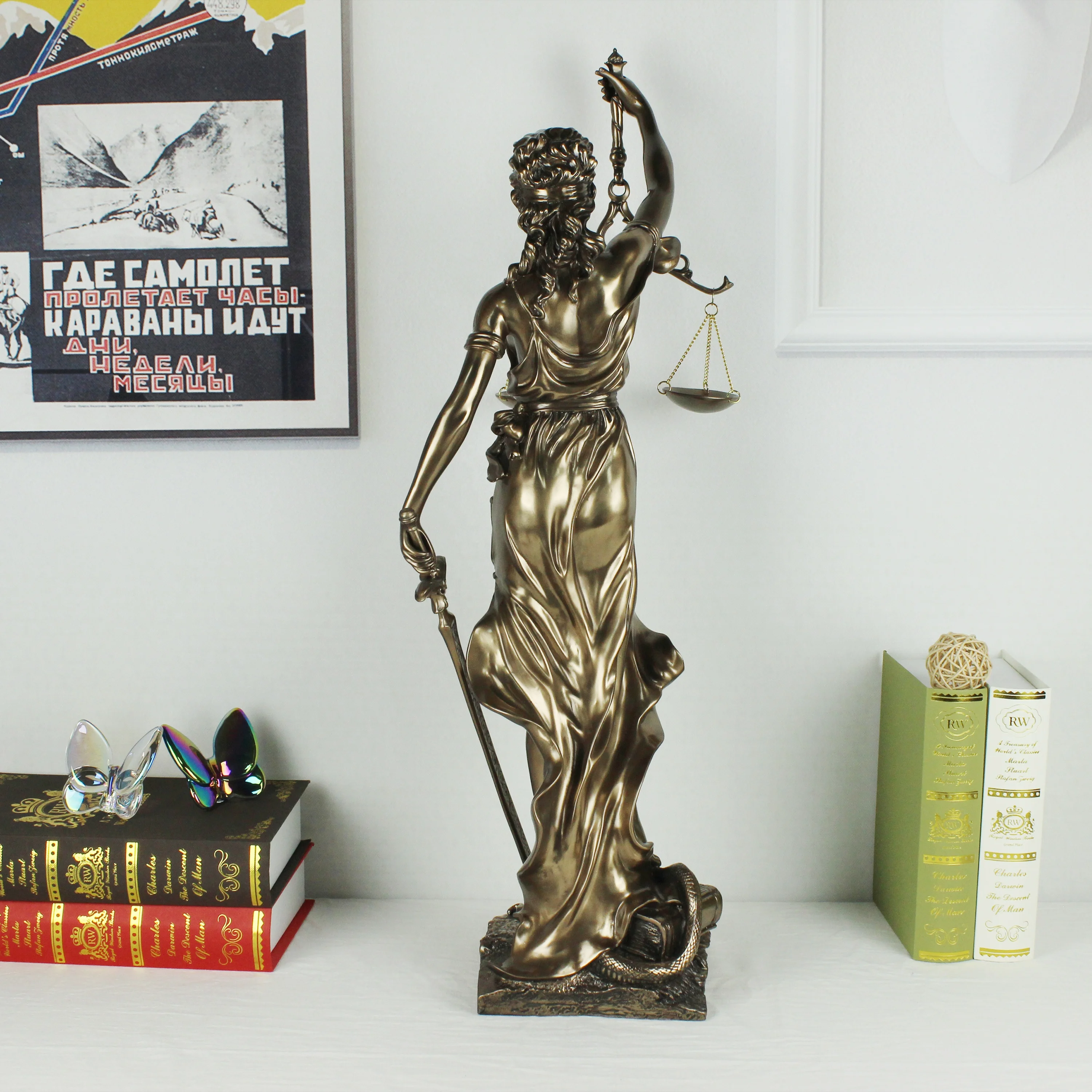 Big size Retro decoration copper metal crafts statue of justice ancient Greek goddess Roman goddess of Justice statue